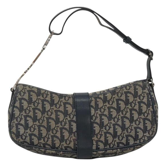 DIOR Trotter Canvas Shoulder Bag Navy Silver - Picture 3 of 12